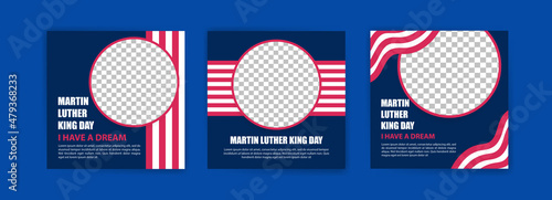 Social media post template for Martin Luther King day. Vector background for banners, posters and social media ads.