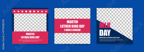Social media post template for Martin Luther King day. Vector background for banners, posters and social media ads.