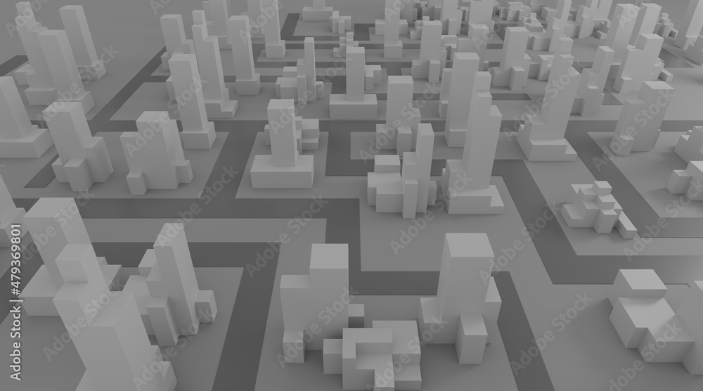 abstract city 3d rendering background - obrazy, fototapety, plakaty 