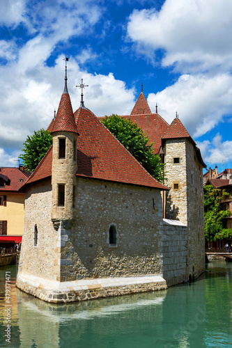 Cloudy day on the canals of Annecy. Annecy lake, France