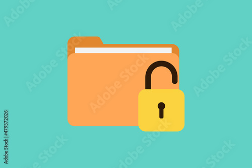 Folder file icon vector design illustration, folder file and padlock, folder file unlock icon vector