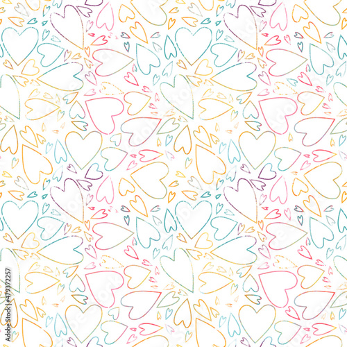 Outline hearts seamless pattern, Valentine day background. Perfect for greeting cards, wedding invitations, parties, textile, wallpaper