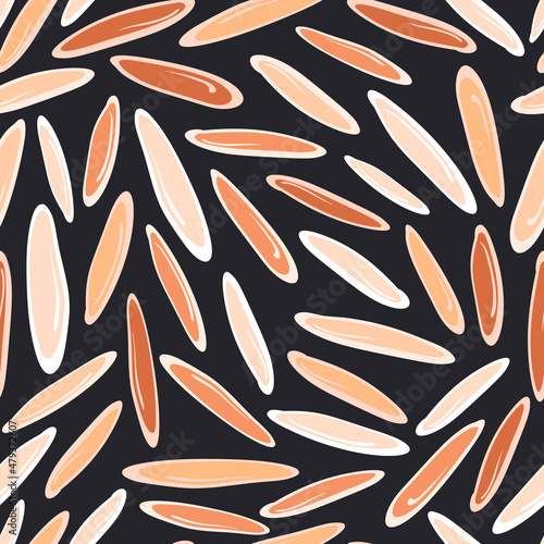 Rice grain seamless pattern. Vector color sereals
