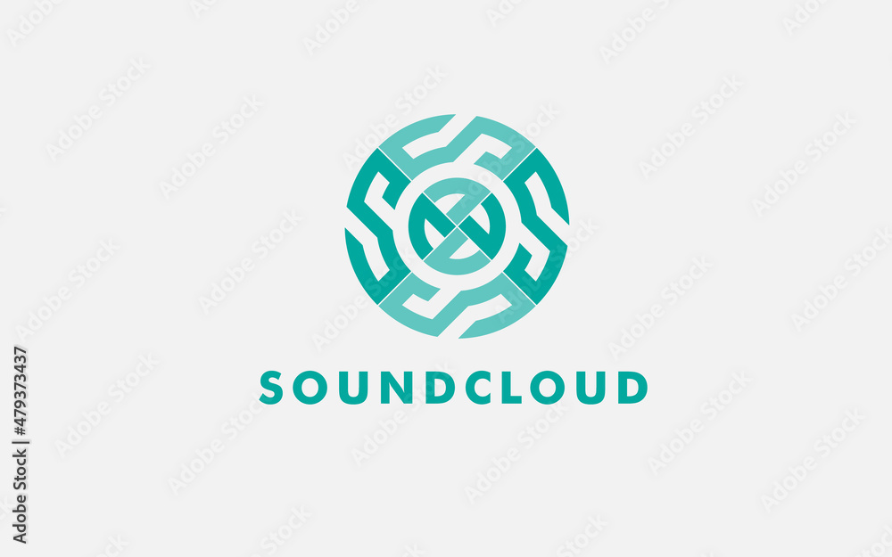 sound cloud logo design, circle geometric monogram letter S C vector logo design concept sound cloud logo design, circle geometric monogram letter S C vector logo design concept