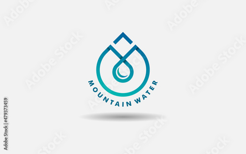 pictogram letter M in a shape of water drop logo design