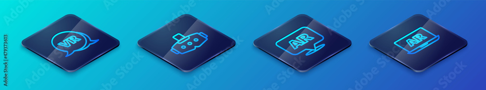 Set Isometric line Augmented reality AR, Virtual, and glasses icon. Vector Set Isometric line Augmented reality AR, Virtual, and glasses icon. Vector
