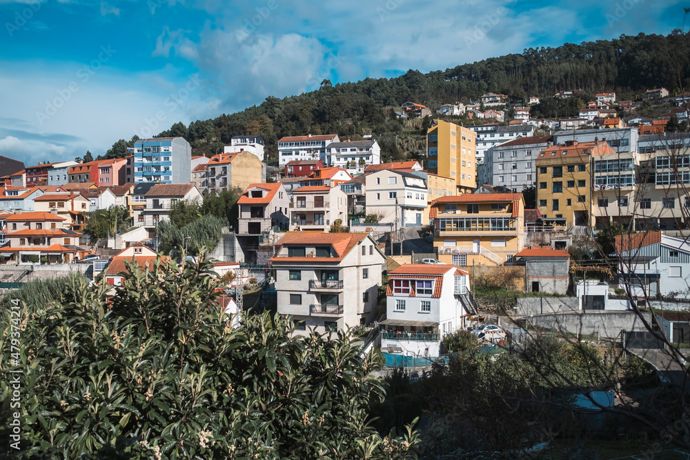 View of the Redondela town, Pontevedra, Galicia, northwestern Spain.