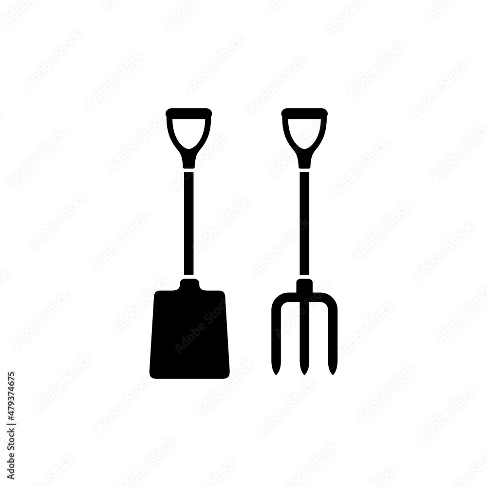 Farming spade and farming fork simple flat icon vector Farming spade and farming fork simple flat icon vector