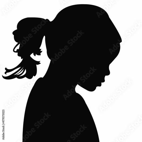 a girl head silhouette vector