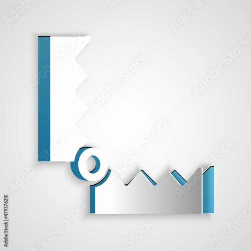 Paper cut Trap hunting icon isolated on grey background. Paper art style. Vector