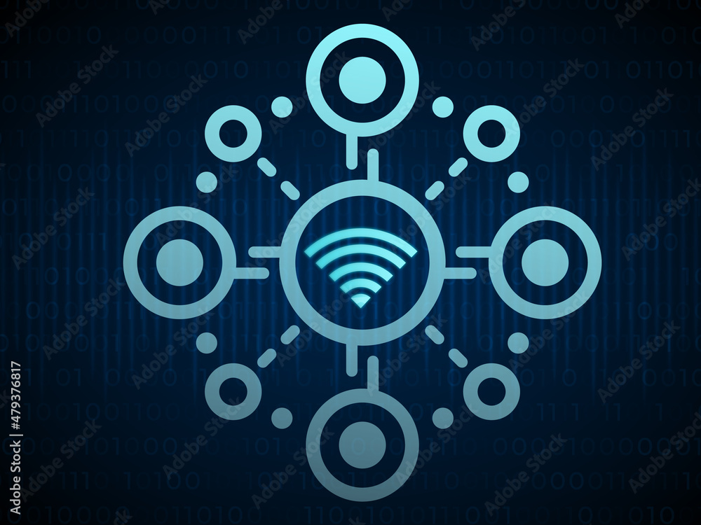 Fototapeta premium 2d illustration wifi sign with background 