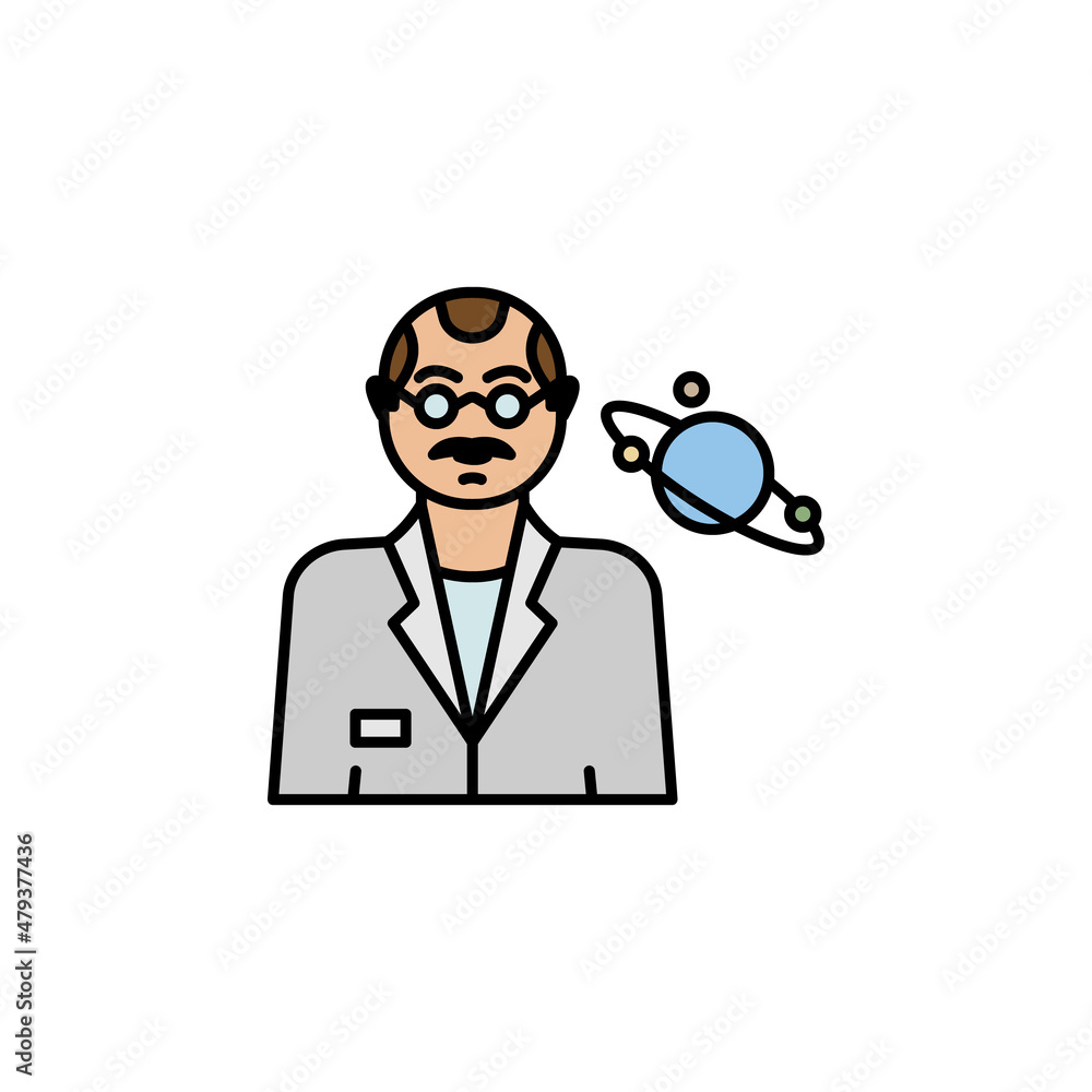 scientist line colored icon. Signs and symbols can be used for web, logo, mobile app, UI, UX on white background scientist line colored icon. Signs and symbols can be used for web, logo, mobile app, UI, UX on white background