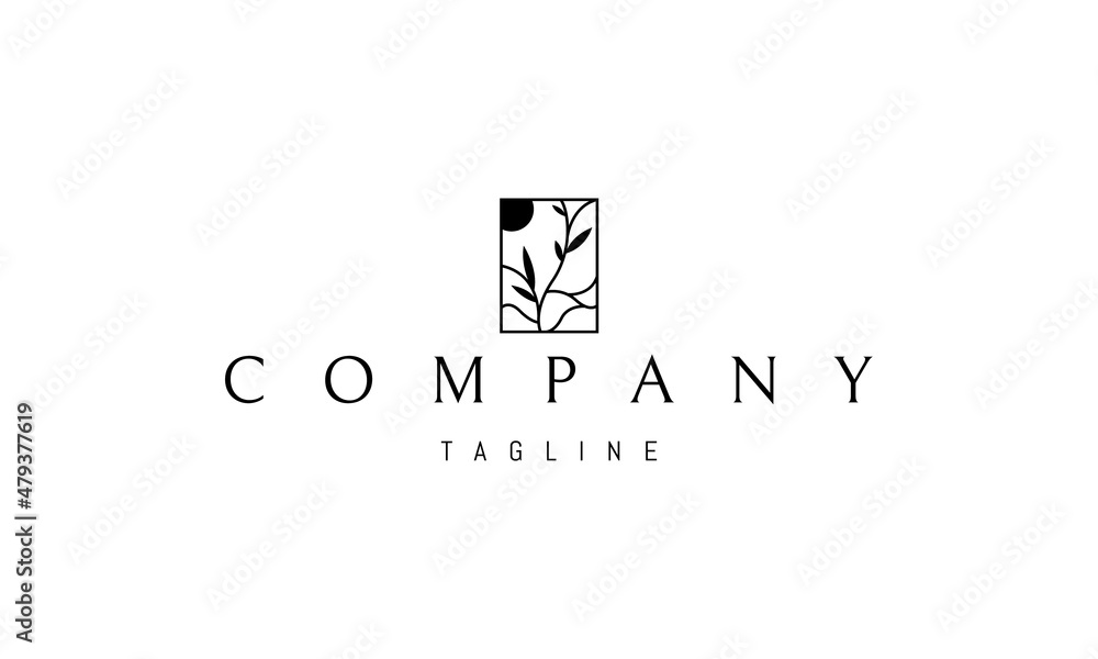Vector logo on which an abstract image of a hilly landscape with a tree and the sun. Vector logo on which an abstract image of a hilly landscape with a tree and the sun.