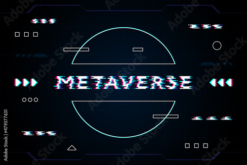 Metaverse glitch text vector design , Metaverse is Virtual technology world that will happen in the future. 