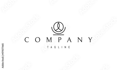 Vector logo on which an abstract image of a meditator in the lotus position in a linear style.