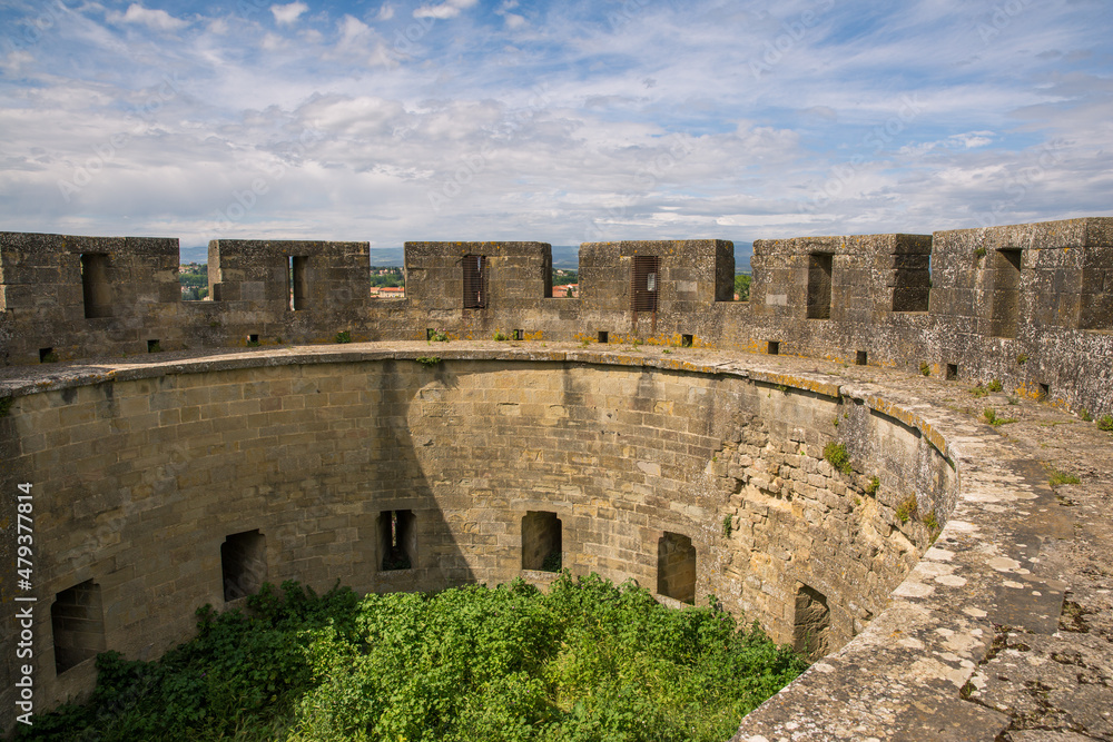 Carcassonne Medieval Citadel (Cité Médiévale) Defensive Tower Battlements in France