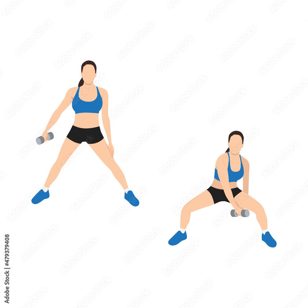 Woman doing Figure 8 squat exercise. Flat vector illustration isolated on white background Woman doing Figure 8 squat exercise. Flat vector illustration isolated on white background