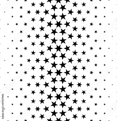 Seamless halftone vector background. Filled with black stars.Short fadeout