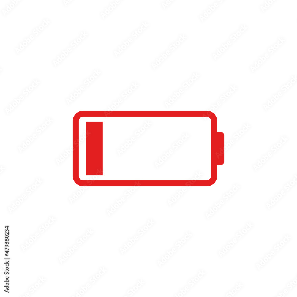 Phone battery simple flat icon vector illustration. Low battery icon vector Phone battery simple flat icon vector illustration. Low battery icon vector