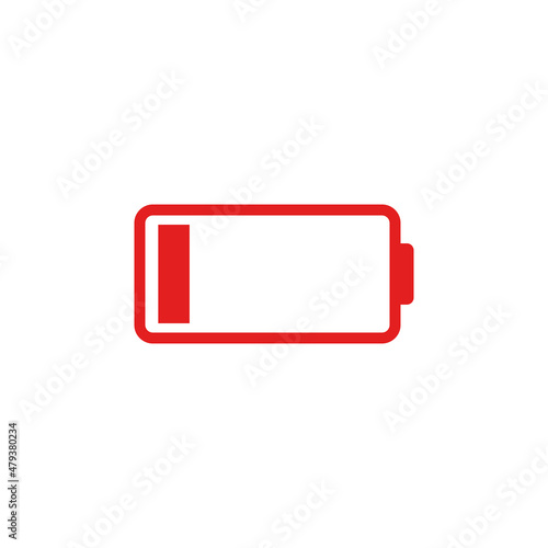 Phone battery simple flat icon vector illustration. Low battery icon vector