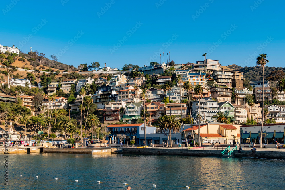 Sunny view of the beautiful Avalon city of Catalina Island