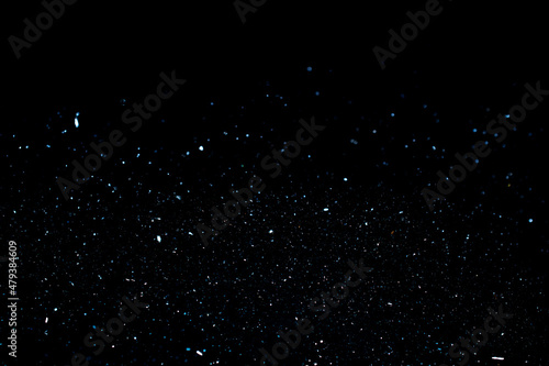 starry background, blue polka dots on black background