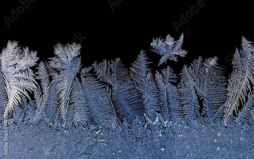 Macro images of frost pattern on window