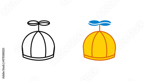 Propeller baby hat icon special collection colorful icon set. Upload the yellow hat vector. Design element colored flat icon and linear symbol. Editable linear icon set.