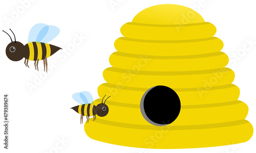 Bienen mit Bienenstock