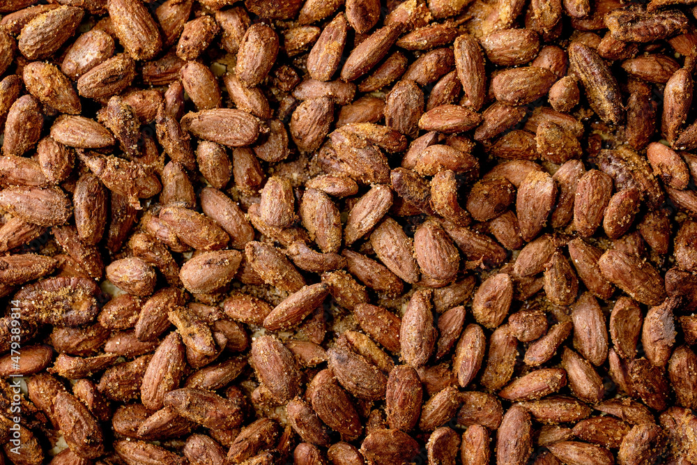 Sweet glazed honey roasted almond nuts. Sweet snack Sweet glazed honey roasted almond nuts. Sweet snack