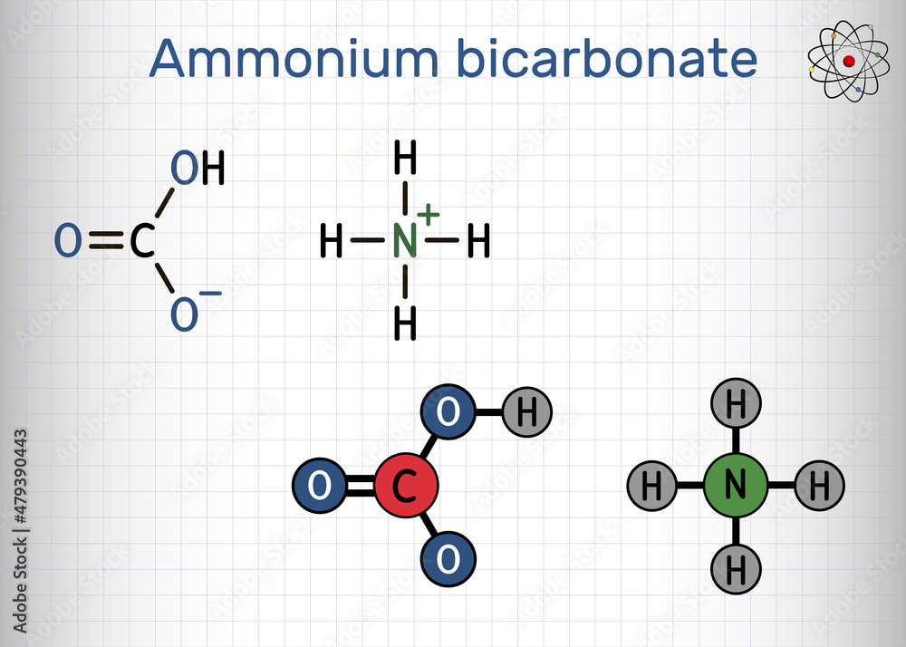 Vecteur Stock Ammonium bicarbonate, NH4HCO3, bicarbonate of ammonia