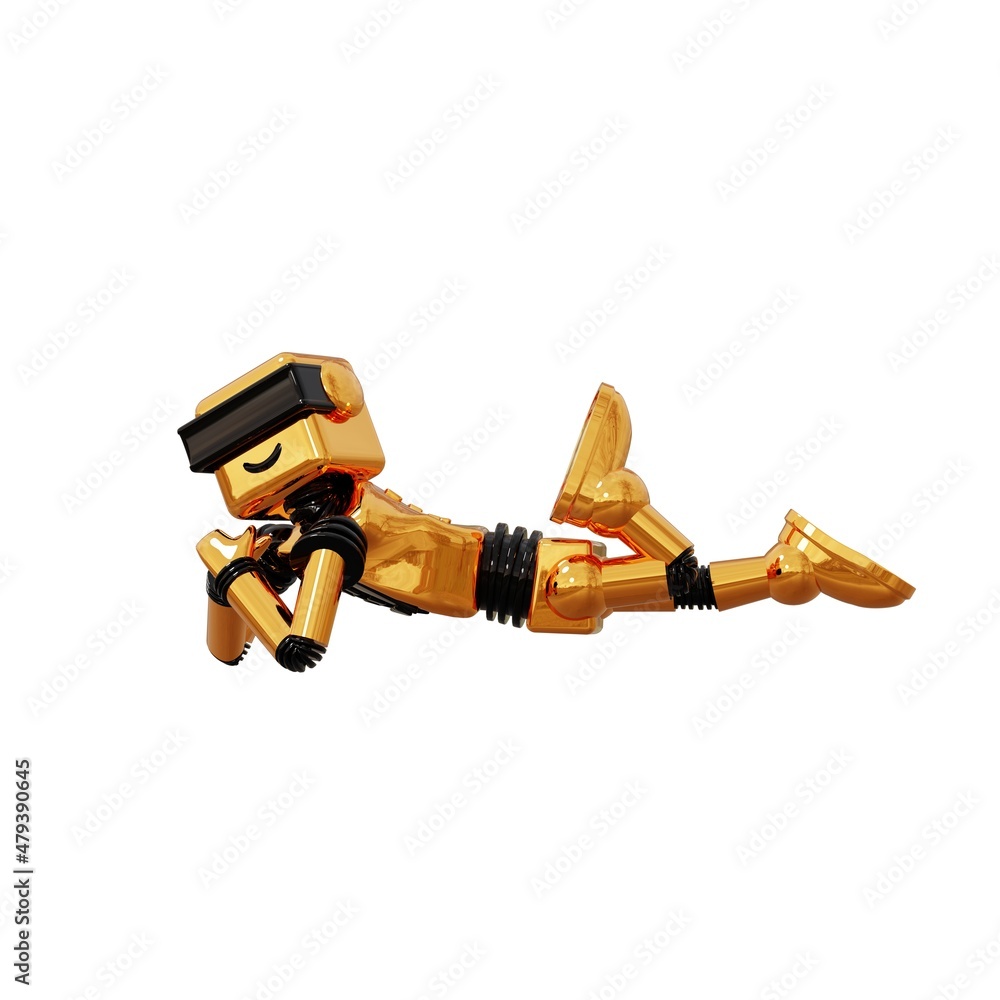 Gold robot Isolated on white background. 3D rendering. Gold robot Isolated on white background. 3D rendering.