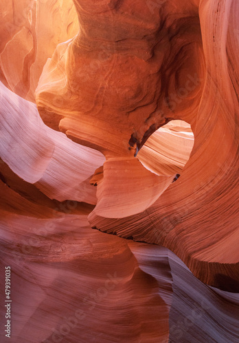 Abstract rock formations. Shapes carved by millennia of erosion in Antelope Canyon, Page, Arizona, USA.