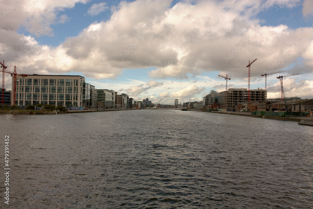 View from the bridge in Dublin, panorama