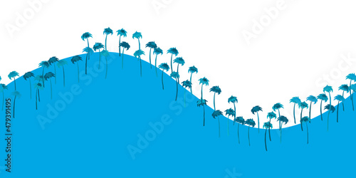 Tropical coconut palm trees on white seamless pattern. Horizontal summer exotic background design for cosmetics, spa, textile. Perfect as wrapping paper, wallpaper. Vector illustration