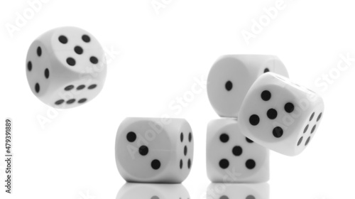 Multiple dices isolated on white background, clipping path