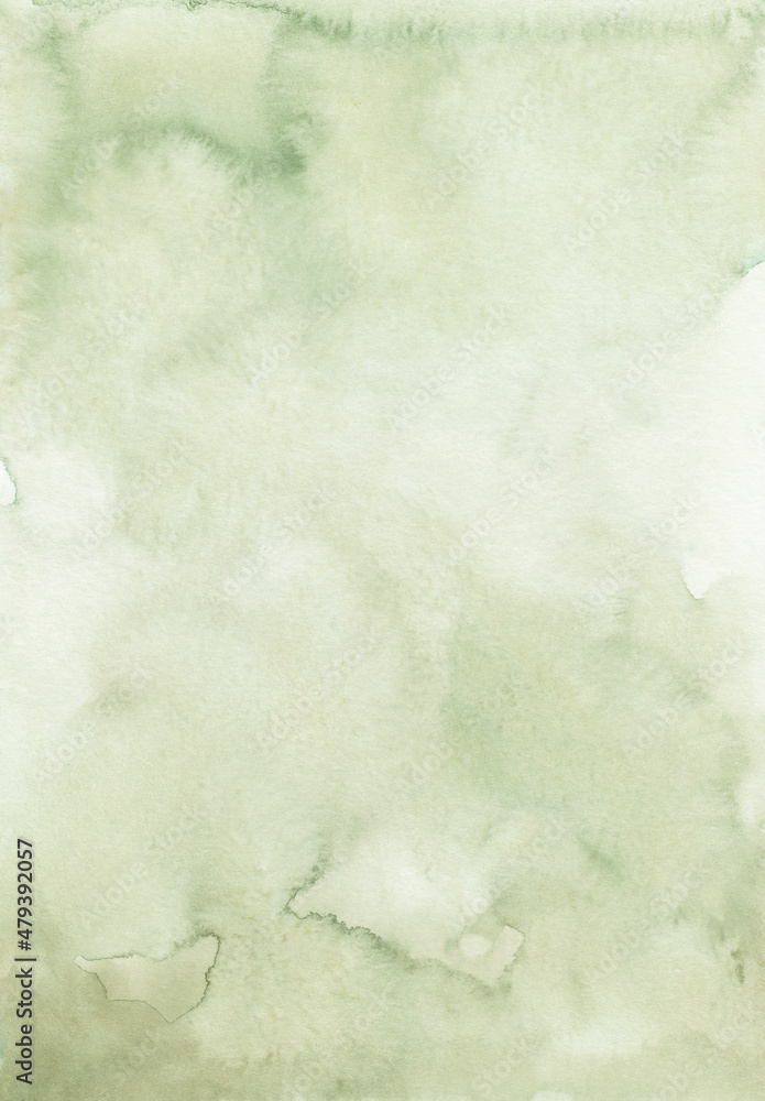 Abstract light khaki green watercolor background texture, hand painted. Artistic pastel olive
