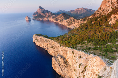 punta de La Nau y islote de Es Colomer,peninsula de Formentor, Pollença, Parque natural de la Sierra de Tramuntana, Mallorca,Islas Baleares, Spain.