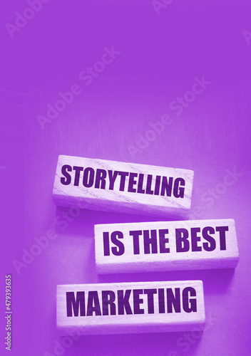 Storytelling is the best Marketing words on wooden blocks. The motivational marketing piar advertising concept