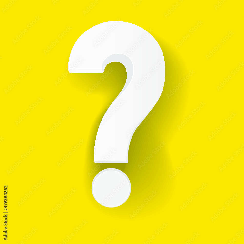 White question mark isolated on a yellow background. 3d rendering White question mark isolated on a yellow background. 3d rendering