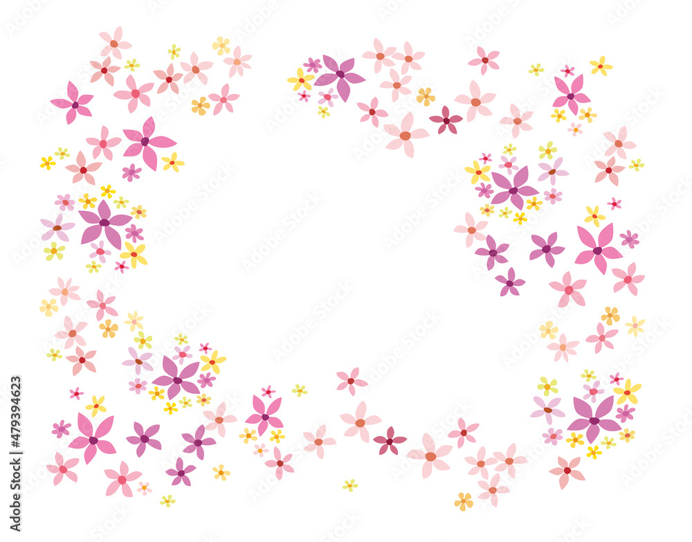 frame of multi-colored stylized flowers frame of multi-colored stylized flowers