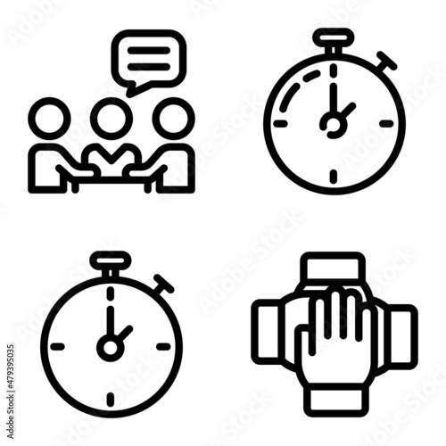 Busines Flat Icon Set Isolated On White Background