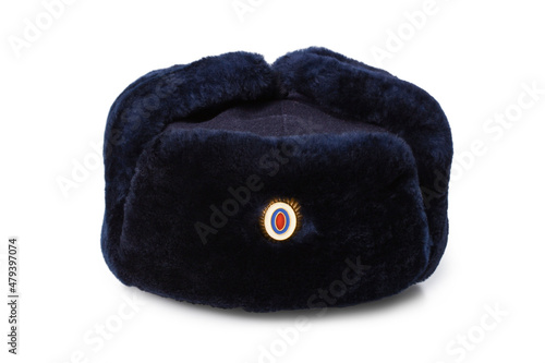 Police winter hat in Russia photo