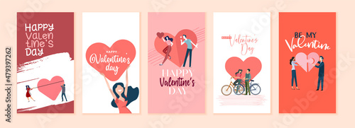 Set of Valentines day cards. Romantic cards and messages for all lovers or those who will become. Vector illustrations for greeting cards, backgrounds, web banners, social media banners, marketing.