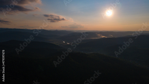 Mountains forest at sunset top view © Андрей Трубицын