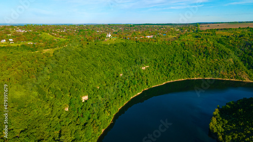 canyon river islands cliff top view