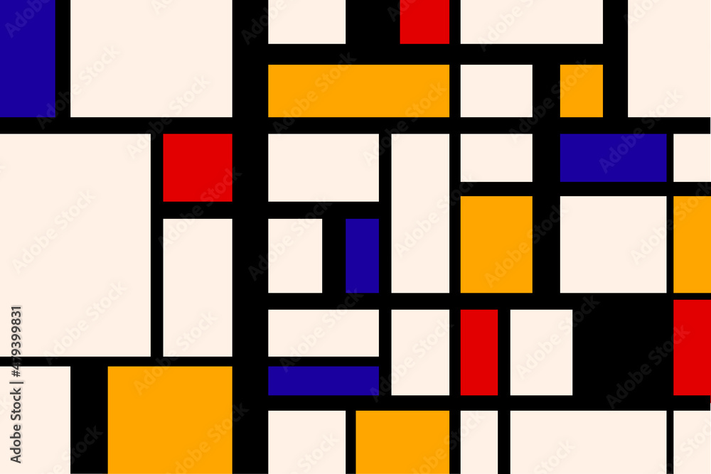 Abstract composition, retro painting in Piet Mondrian style
