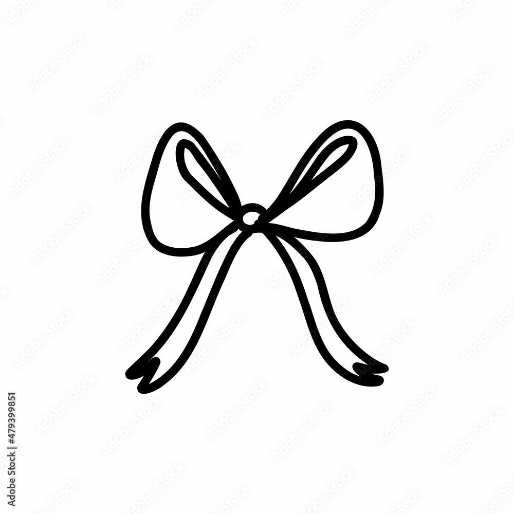 Vector illustration of doodle bows outline graphic on white background. Vector illustration of doodle bows outline graphic on white background.