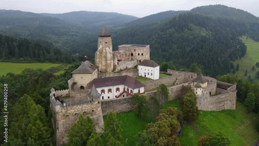 Aerial view of the castle in Stara Lubovna, Slovakia Aerial view of the castle in Stara Lubovna, Slovakia