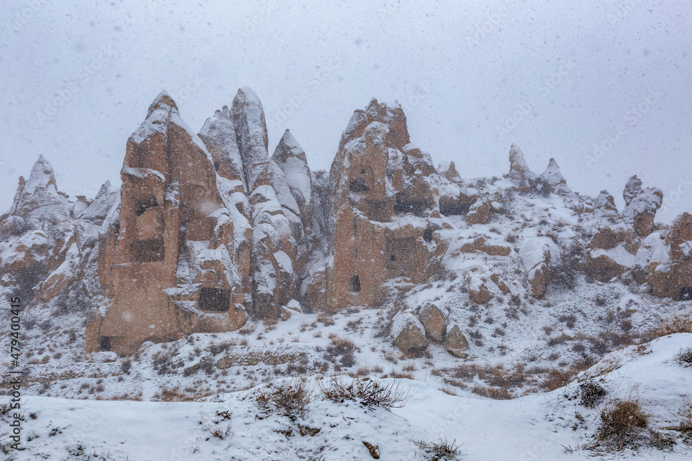 Snowfall in Cappadocia